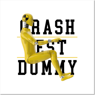 Crash Test Dummy Yellow Crash Test Man Facing Side Way With Yellow Text As Background Posters and Art